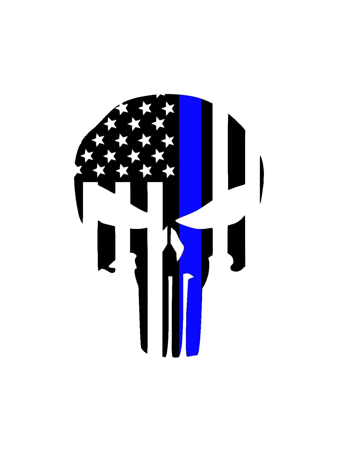 Thin Blue Line Skull Sticker