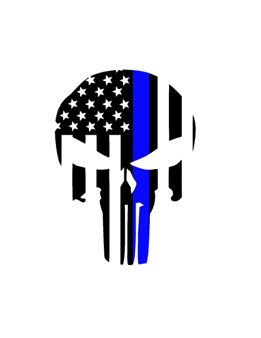 Thin Blue Line Skull Sticker